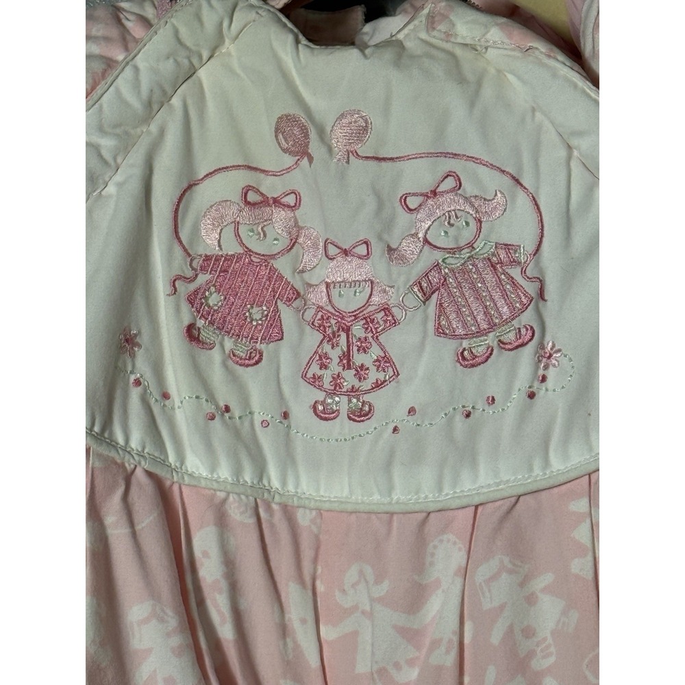 Tidykins Baby Snow Suit Girl Size 6/9 Months Pink Embroidered, Hat, Gloves, Feet - Picture 2 of 8